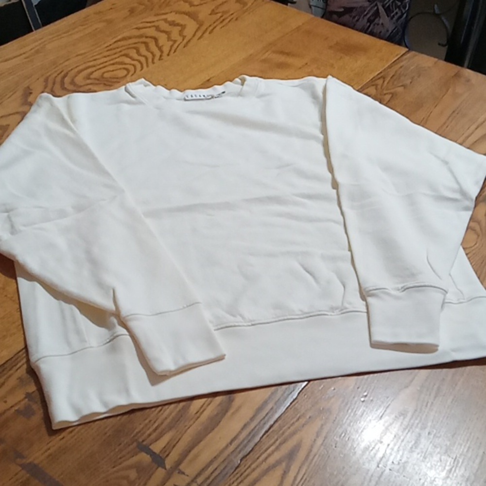 LACAUSA WOMENS EXTRA SMALL XS Top Sweatshirt Shirt NEW Casual Cream Organic